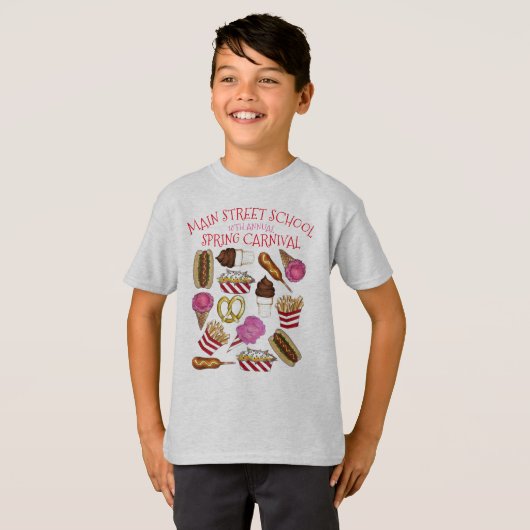春フェアカーニバルフェスティバルコーンドッグアイスクリーム Tシャツ (正面フル)