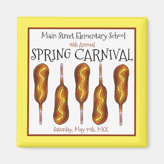 春フェアカーニバルフェスティバルコーンドッグコーンドッグ マグネット (正面)