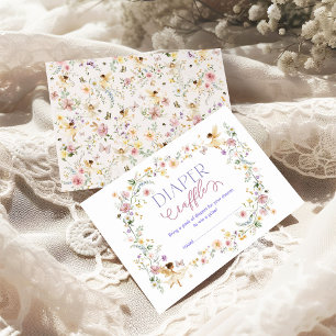 春フェアリーワイルドフラワーガーデンベビーおむつラッフル エンクロージャーカード
