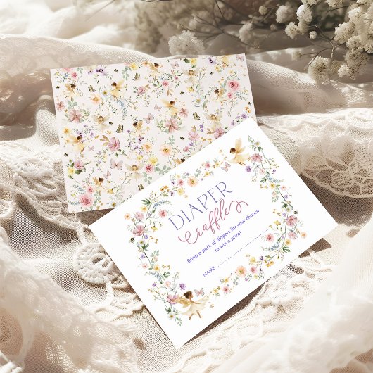 春フェアリーワイルドフラワーガーデンベビーおむつラッフル エンクロージャーカード