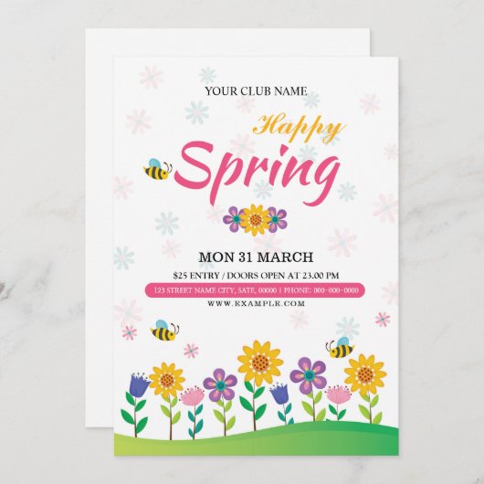 春フェスティバルフライヤー招待状 招待状 (正面/裏面)