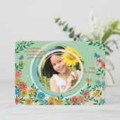 春フォトフレーム誕生日 招待状 (スタンド正面)