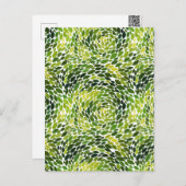 春フォレスト踊りグ葉リーン水彩 シーズンポストカード (正面/裏面)