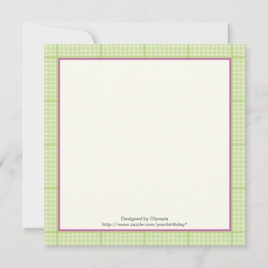 春フクロウ子供の誕生日パーティー縁ど緑 招待状 (裏面)