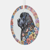 春フライトニューファンドランドドッグガラスラウンドオーナメント ガラスオーナメント (正面左)