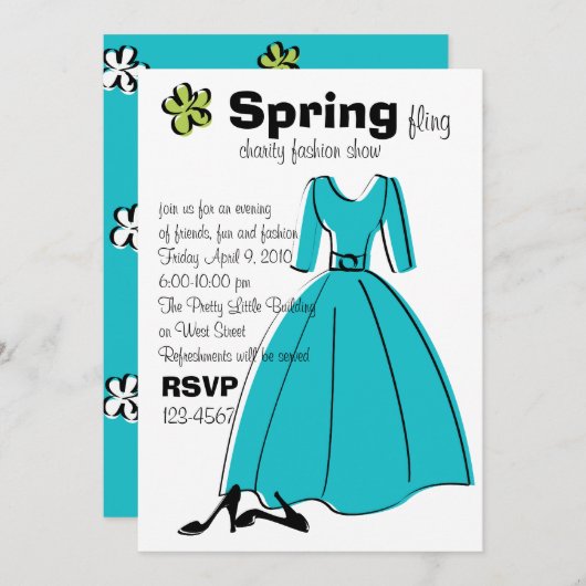 春フライファッションイラストレーション 招待状 (正面/裏面)