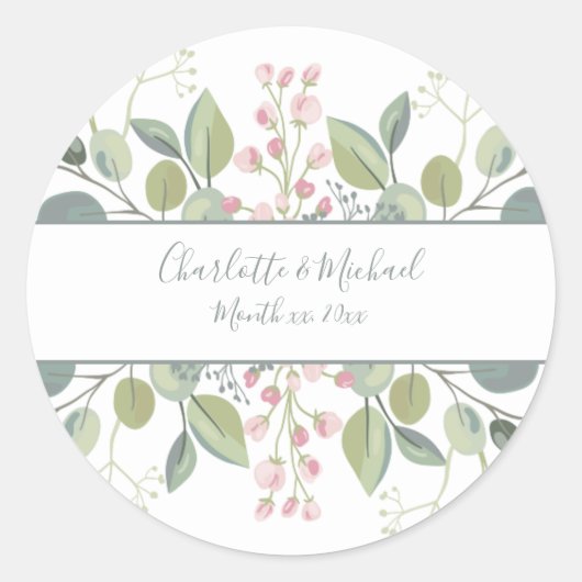 春フラズピンクフローラミントグリーン結婚ズ ラウンドシール (正面)