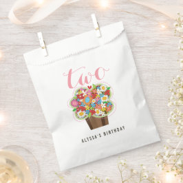 春フラワーカップケーキガールの誕生日パーティー フェイバーバッグ