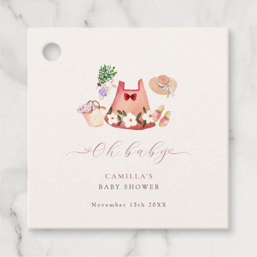 春フラワーガーデンガール服ベビーシャワー フェイバータグ (正面)