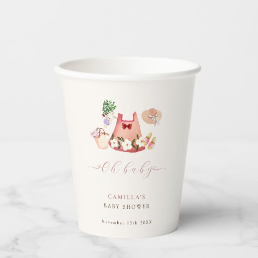 春フラワーガーデンガール服ベビーシャワー 紙コップ (正面)