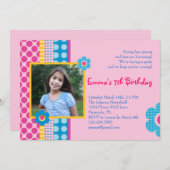 春フラワーガール誕生日フォト招待状 招待状 (正面/裏面)