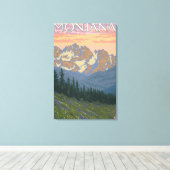 春フラワーズモンタナヴィンテージ旅行ポスター キャンバスプリント (インサイチュ (ウッドフロア))