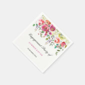 春フラワーピンクピーチトロピカル婚約パーティ スタンダードカクテルナプキン (角)