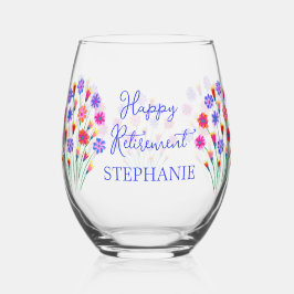春フラワーブーケハッピーリタイアメント ステムなしワイングラス