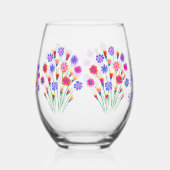 春フラワーブーケハッピーリタイアメント ステムなしワイングラス (右)