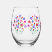 春フラワーブーケハッピーリタイアメント ステムなしワイングラス (左)