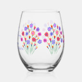 春フラワーブーケ絵を描ハンドマザーズデイ ステムなしワイングラス (左)