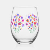 春フラワーブーケ絵を描ハンド30歳の誕生日 ステムなしワイングラス (右)