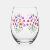 春フラワーブーケ絵を描ハンド80誕生日 ステムなしワイングラス (左)
