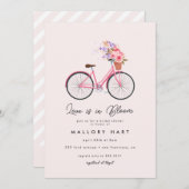 春フラワーブーケ自転車ブライダルシャワー 招待状 (正面/裏面)