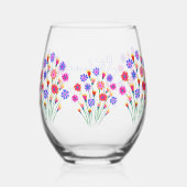 春フラワーブーケ色彩の鮮やかハンド100誕生日 ステムなしワイングラス (裏面)