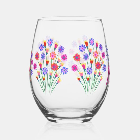 春フラワーブーケ色彩の鮮やかハンド100誕生日 ステムなしワイングラス (右)