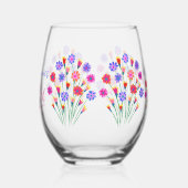 春フラワーブーケ色彩の鮮やかハンド40歳の誕生日 ステムなしワイングラス (左)