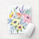 春フラワーブーケ | かわいらしフローラ水色 マウスパッド (マウス)