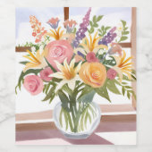 春フラワーブーケ | フローラかわいらしカード ワインラベル (シングルラベル)