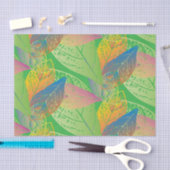 春フレッシュグリーン葉のパターン 薄葉紙 (クラフト)