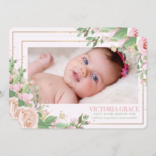 春フローラの写真の誕生発表 案内状 (正面/裏面)