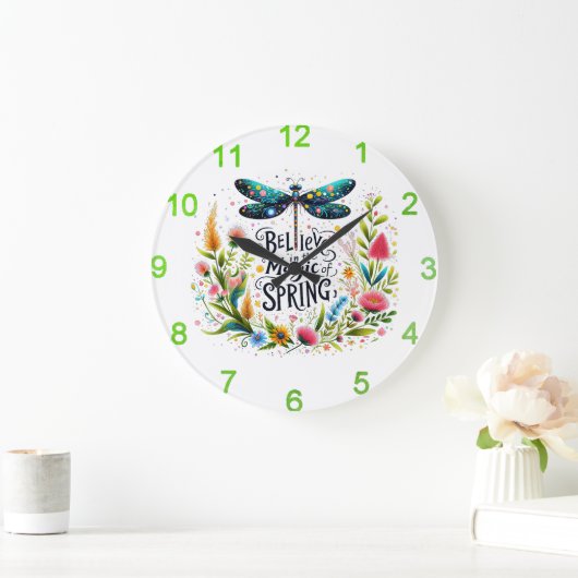 春フローラの魔法 ラージ壁時計 (ホーム)