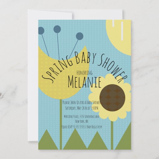 春フローラひまわり赤ちゃんシャワー 招待状 (正面)