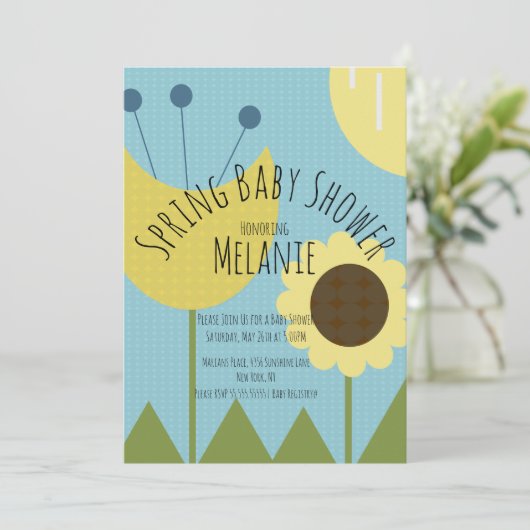 春フローラひまわり赤ちゃんシャワー 招待状 (スタンド正面)