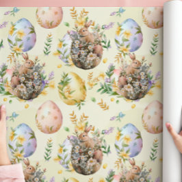 春フローライースターバニーお祝いイエロー ラッピングペーパー