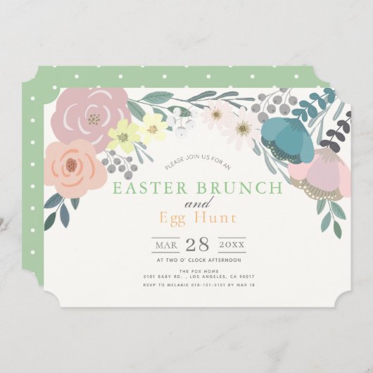 春フローライースターブランチ&エッグ狩り 招待状 (正面/裏面)