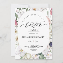 春フローラウォーターカラーイースターディナー招待状 招待状