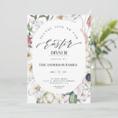 春フローラウォーターカラーイースターディナー招待状 招待状 (スタンド正面)