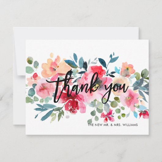 春フローラウォーターカラーブーケサンキューカード セーブザデート (正面)