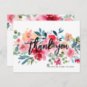 春フローラウォーターカラーブーケサンキューカード セーブザデート (正面/裏面)