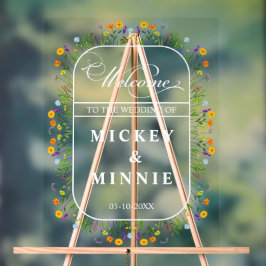 春フローラエレガントウェディングウェルカム アクリルサイン