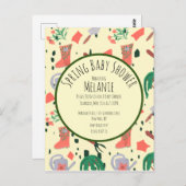 春フローラガーデンプラントベビーシャワー招待状 ポストカード (正面/裏面)