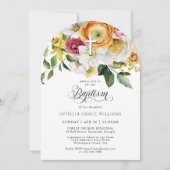 春フローラクロスクリスチャンのバプテスマ写真 招待状 (正面)