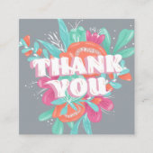 春フローラグレーのレトロなスクリプトの順序感謝していあなた スクエア名刺 (正面)