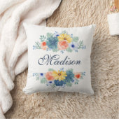 春フローラシモダンッパーソナライズされたク名 クッション (ブランケット)