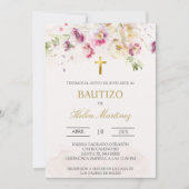 春フローラスペインのバプテスマ招待状 招待状 (正面)
