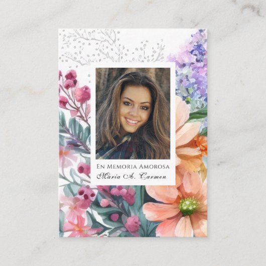 春フローラスペインの葬儀祈りの言葉 プレイスカード (正面)