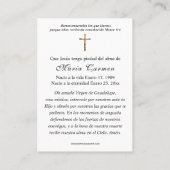 春フローラスペインの葬儀祈りの言葉 プレイスカード (裏面)