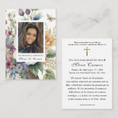 春フローラスペインの葬儀祈りの言葉 プレイスカード (正面/裏面)