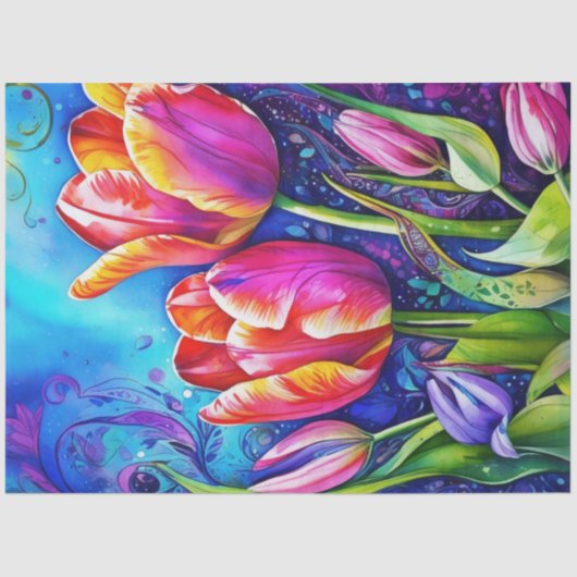 春フローラチューリップティッシュペーパー 薄葉紙 (正面)